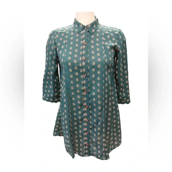 Mauve By Anthropologie Button Down Shirt Roll Tab Sleeves Size XS - Picture 4 of 10